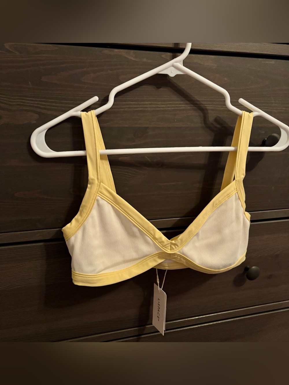 NWT LSPACE Taylor Bikini Top in White & Yellow